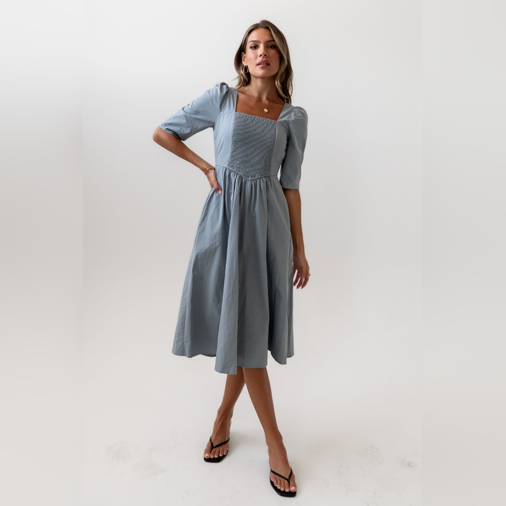 Bohme Blue Cotton midi Dress Size Large